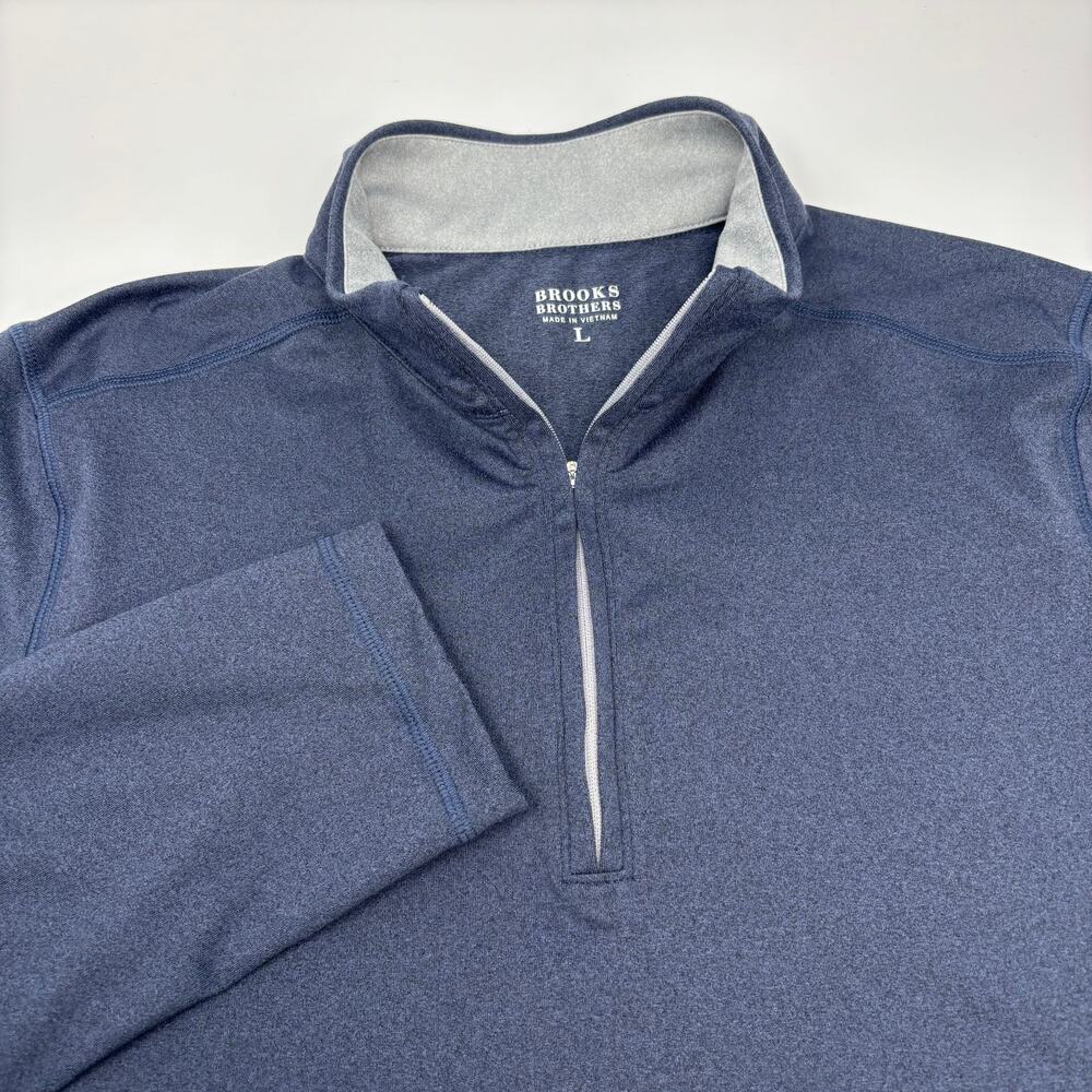 Brooks Brothers Mens Large Blue Cotton 1/4 Zip Pullover Sweater - Picture 1 of 7